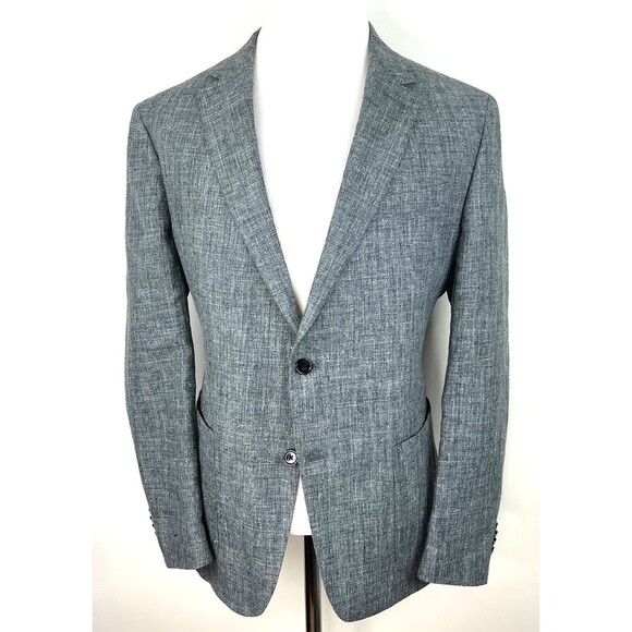 Banana Republic Mens 44R Gray Slim Fit Linen 2 Button Sport Coat Blazer Jacket - Picture 4 of 12